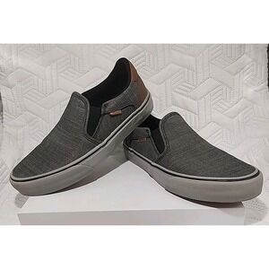 Vans Asher Deluxe Men's Slip On Shoes 8.5 Deluxe Ortholite Textile Black/Grey